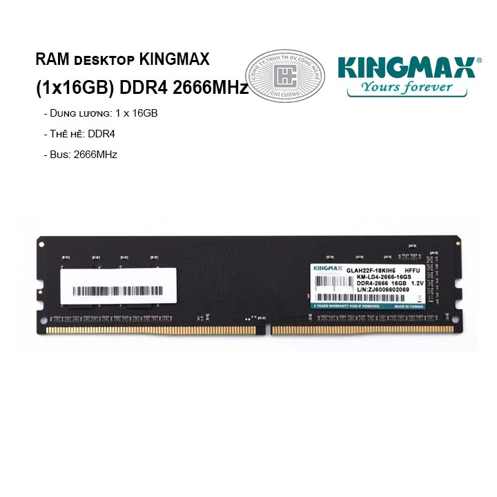 RAM PC DDR4 16GB-2666 KINGMAX CHÍNH HÃNG VAT