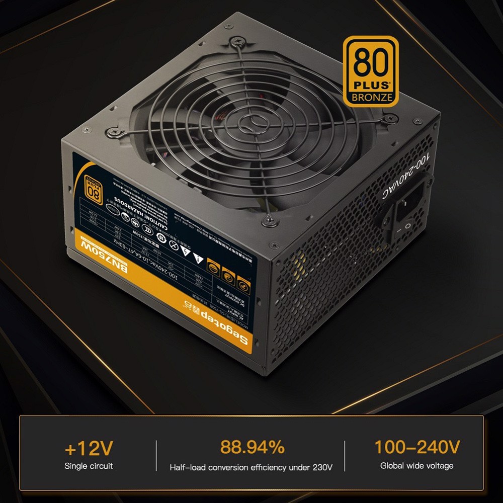 NGUỒN MÁY TÍNH SEGOTEP BN750W 80 PLUS BRONZE PCIE 5.0 ATX 3.0 Bộ nguồn Segotep SG-750B (BN750W) 750W